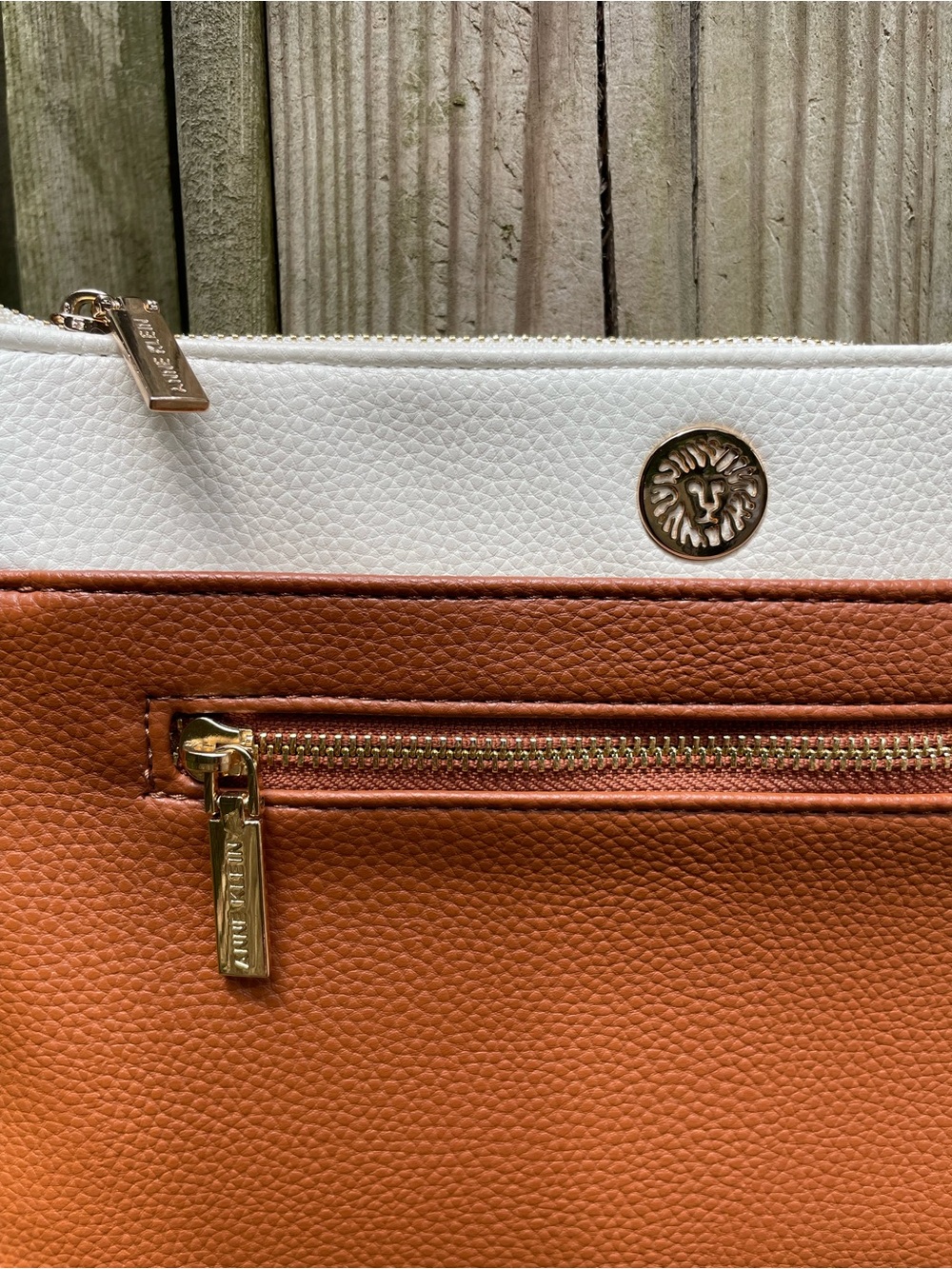 Anne Klein White and Orange Crossbody with Gold Accents - Picture 10 of 10